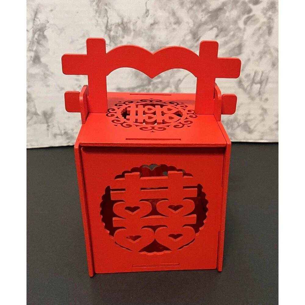 NEW 2 Red Chinese Candy Treat Favor Boxes Wedding Bridal Baby Shower New Year